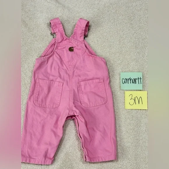 NWOT Carhartt Infant Pink Overalls, Size 3M - Picture 2 of 3